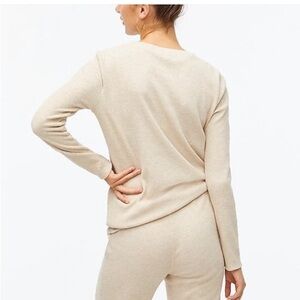 J. Crew Factory Waffle Knit Loungewear Set in Heather Oatmeal